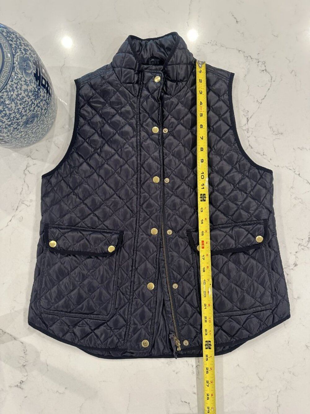 J Crew Navy Vest with Gold Snaps